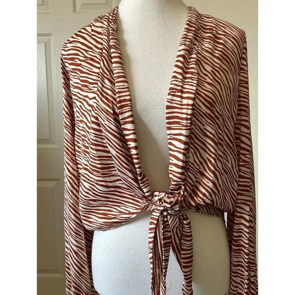 Joie Womens Zebra Print Cardigan Orange Long Sleeve Size Medium - Picture 1 of 14